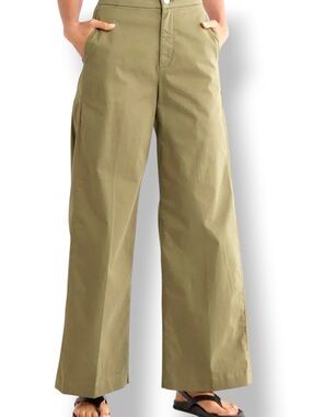 rag & bone Olive Green Wide Leg Utility Pants Size 2 Cotton High Rise